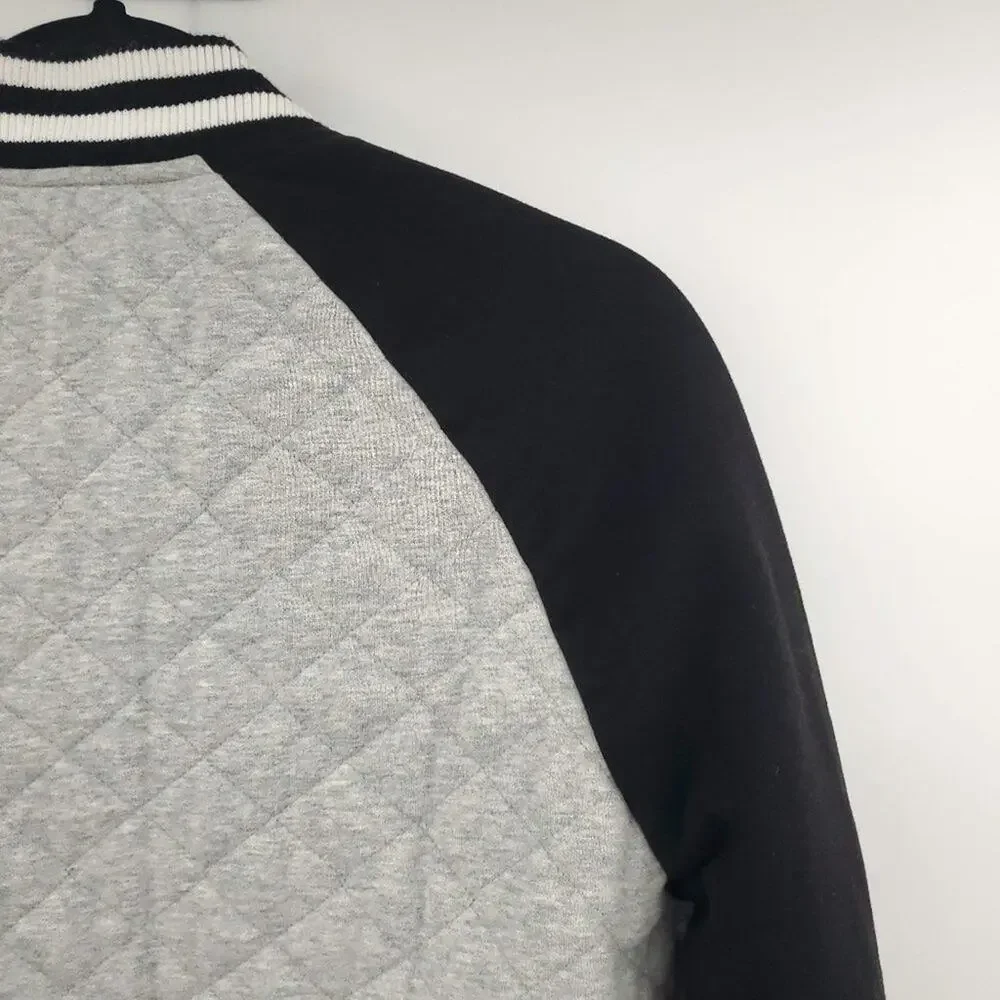 Forever 21 Varsity Jacket Small Womens Gray Quilted Sport Girlfriend - Picture 6 of 11